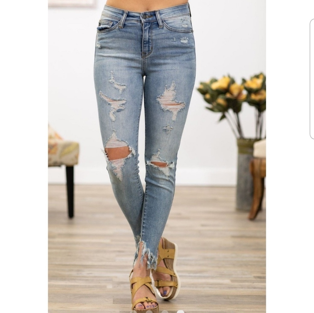 Just Blue distressed Frayed hem jeans